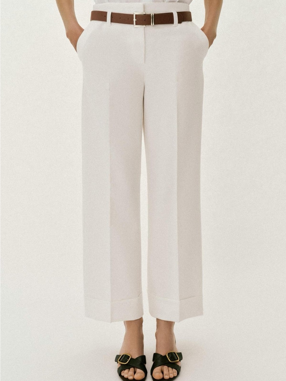 Zara belted cuffed hem pants